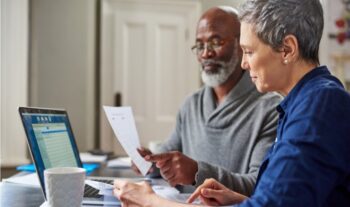 Older couple reviewing their finances together