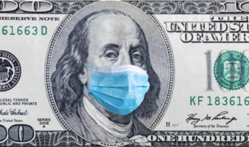 Graphic of dollar bill wearing mask